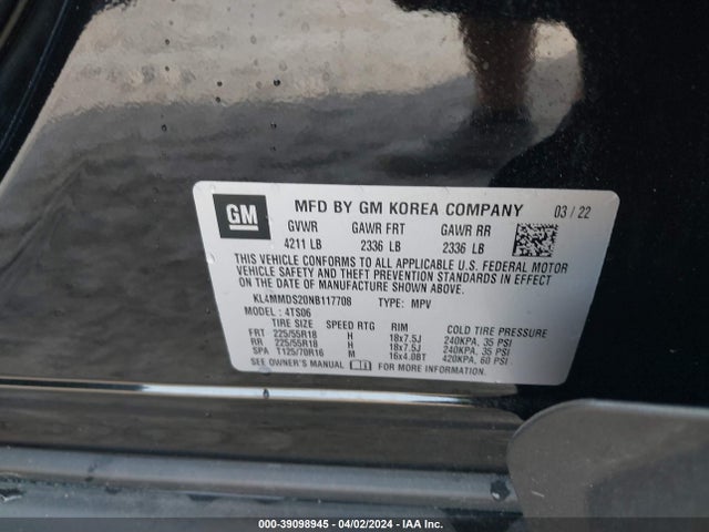 KL4MMDS20NB117708 Buick Encore Gx Fwd Select
