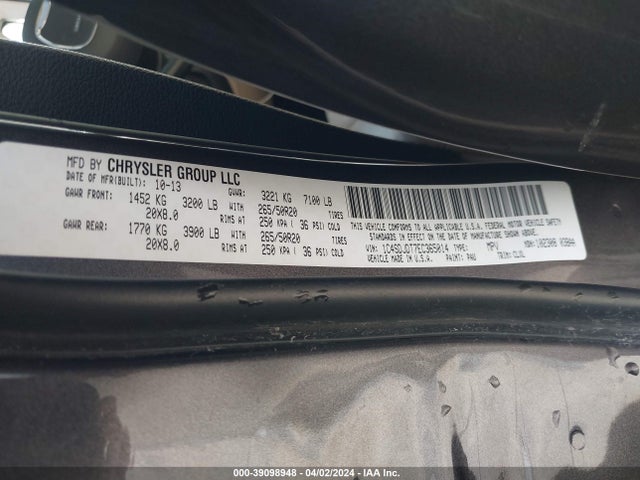 Dodge DURANGO LIMITED 2014 1C4SDJDT7EC365014 Image 9