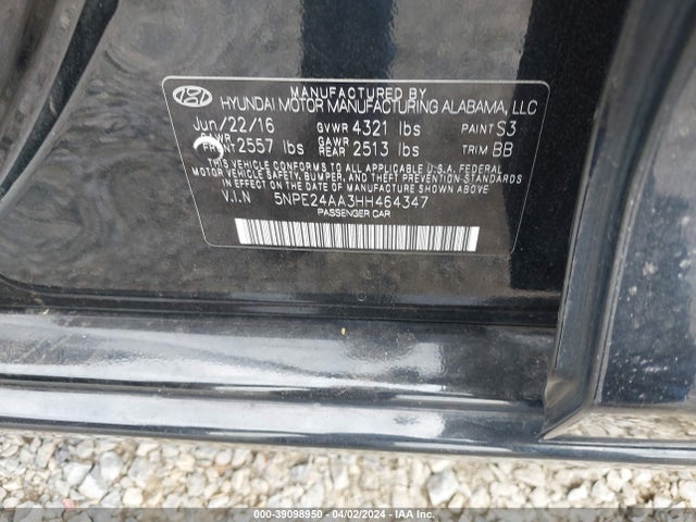 Hyundai SONATA ECO 2017 5NPE24AA3HH464347 Image 9