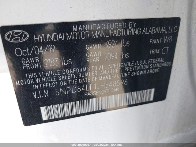 Hyundai ELANTRA SEL 2020 5NPD84LF1LH548596 Image 9