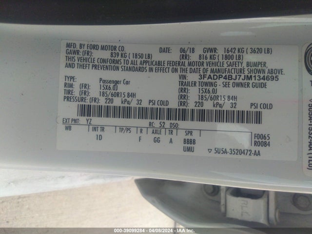 Ford FIESTA SE 2018 3FADP4BJ7JM134695 Image 9