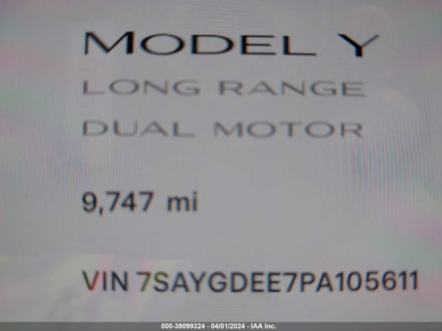 7SAYGDEE7PA105611 Tesla Model Y Awd/long Range Dual Motor All-wheel Drive