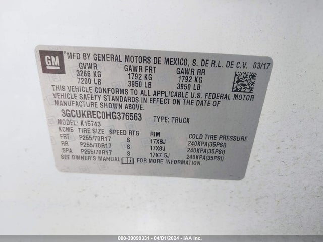Chevrolet Silverado 1500 1lt 2017 3GCUKREC0HG376563 Image 9