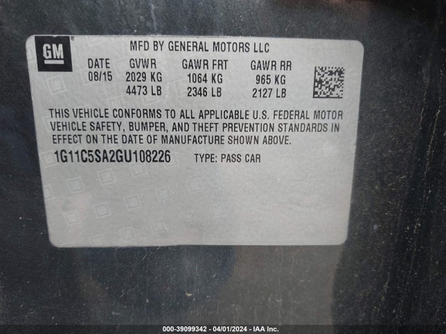 Chevrolet Malibu Limited Lt 2016 1G11C5SA2GU108226 Image 9