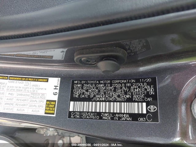 JTDKAMFU1M3138657 Toyota Prius Limited