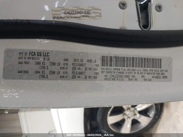 1C4NJCEA3HD119462 Jeep Compass High Altitude Fwd