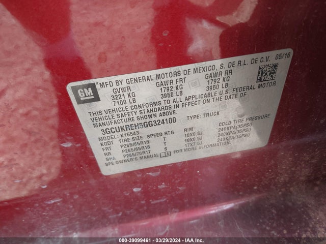 Chevrolet Silverado 1500 2lt 2016 3GCUKREH5GG324100 Image 9