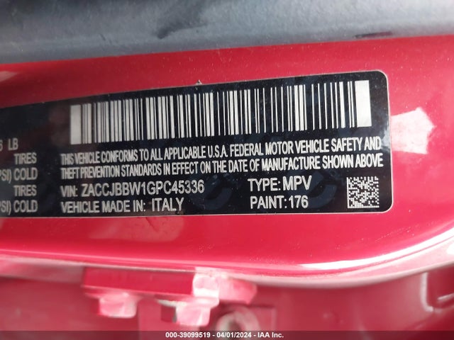 Jeep Renegade Latitude 2016 ZACCJBBW1GPC45336 Image 9