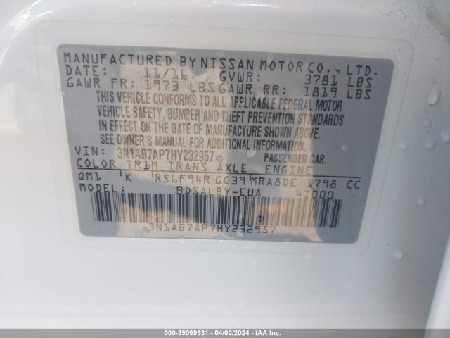 Nissan SENTRA S 2017 3N1AB7AP7HY232957 Image 9