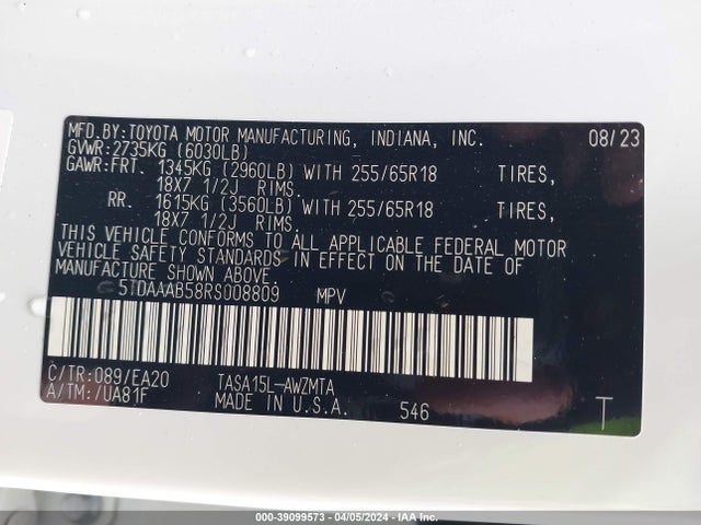 Toyota Grand Highlander Xle 2024 5TDAAAB58RS008809 Image 9