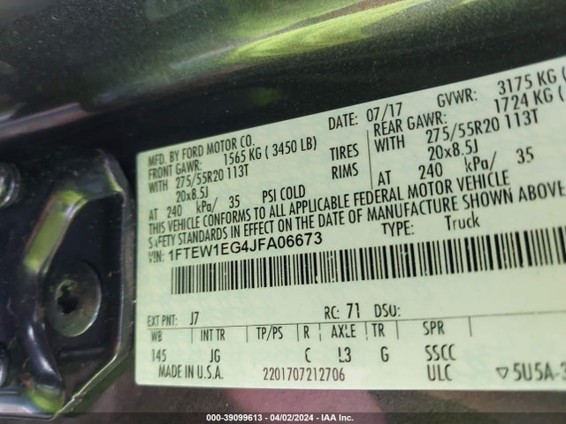 Ford F-150 Xl 2018 1FTEW1EG4JFA06673 Image 9