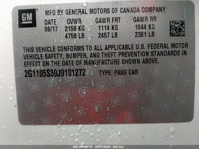 Chevrolet IMPALA 1LT 2018 2G1105S39J9101272 Image 9