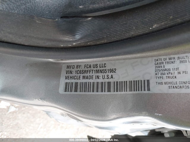 RAM 1500 Lone Star  4x4 5'7 Box 2021 1C6SRFFT1MN551962 Image 9