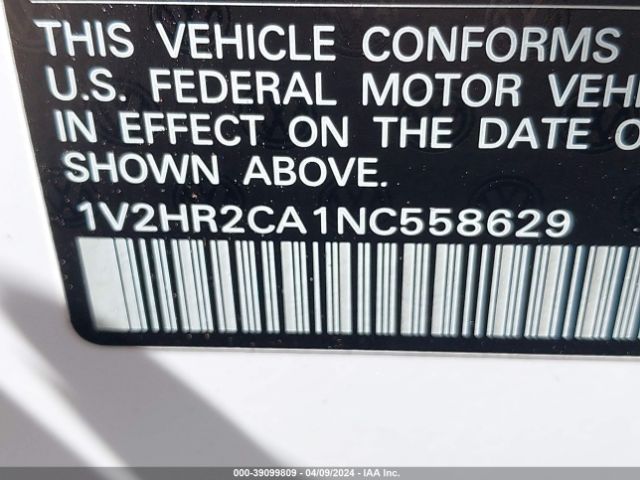 1V2HR2CA1NC558629 Volkswagen Atlas 3.6l V6 Se W/technology