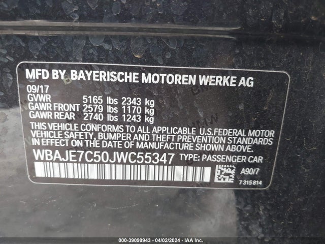 WBAJE7C50JWC55347 BMW 540i Xdrive