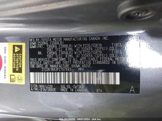 Lexus RX 350 2015 2T2ZK1BA3FC157643 Image 9