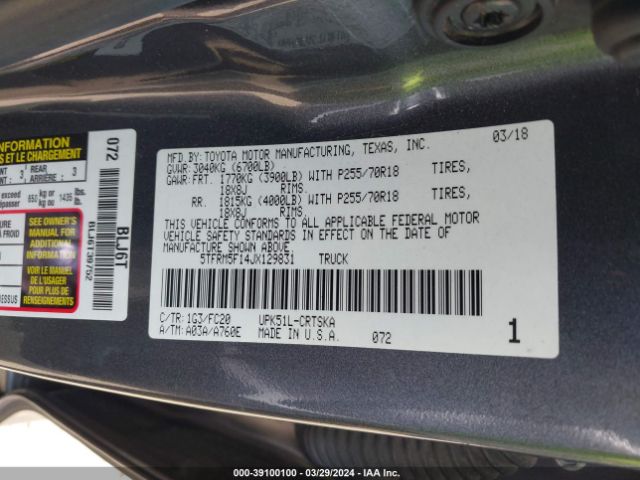 5TFRM5F14JX129831 Toyota Tundra Sr5 4.6l V8