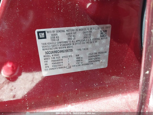 Chevrolet Silverado 1500 2lt 2017 3GCUKREC4HG396735 Image 9