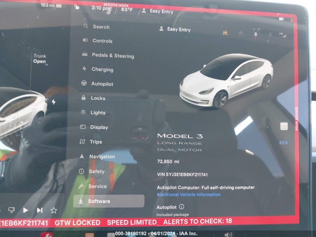 Tesla Model 3 Long Range/performance 2019 5YJ3E1EB6KF211741 Image 7