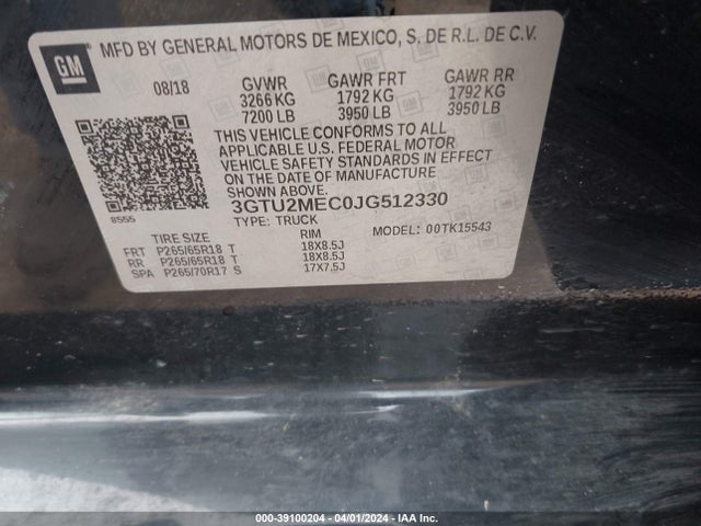 GMC Sierra 1500 Sle 2018 3GTU2MEC0JG512330 Image 9