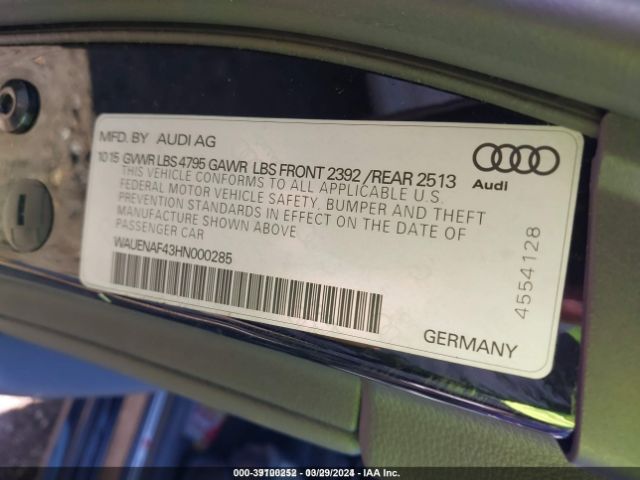 WAUENAF43HN000285 Audi A4 2.0t Premium