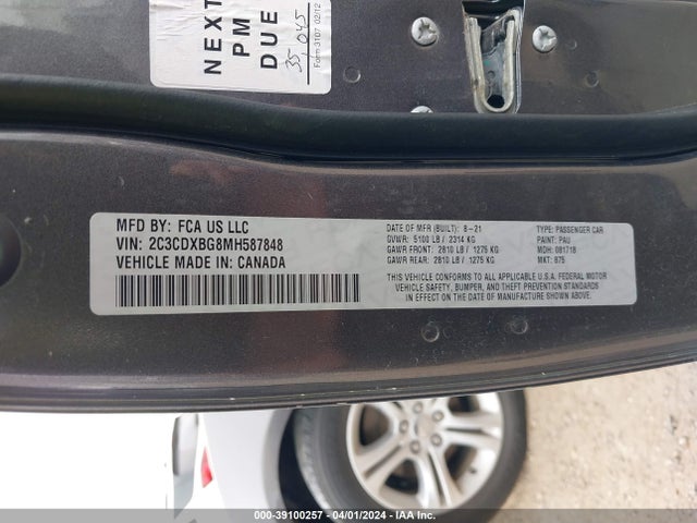Dodge Charger Sxt Rwd 2021 2C3CDXBG8MH587848 Image 9