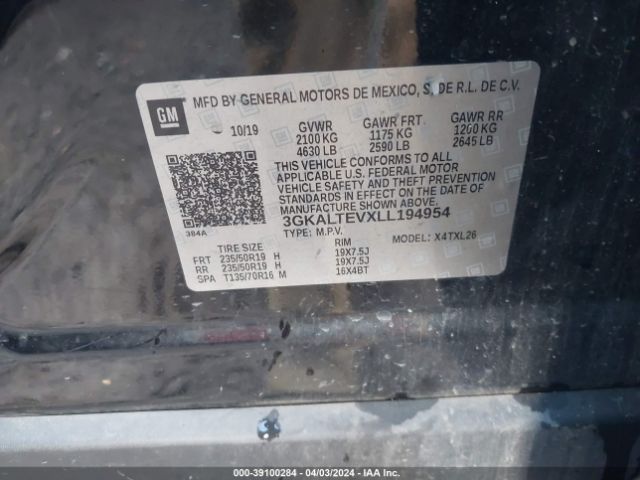 3GKALTEVXLL194954 GMC Terrain Awd Sle