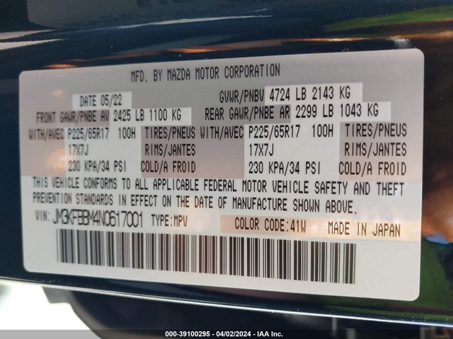 JM3KFBBM4N0617001 Mazda Cx-5 2.5 S Select