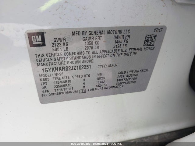 1GYKNARS2JZ102251 Cadillac Xt5 Standard