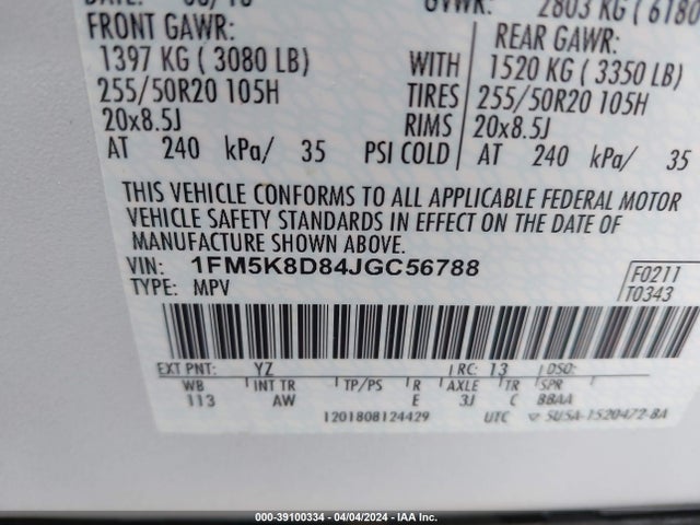 Ford EXPLORER XLT 2018 1FM5K8D84JGC56788 Image 9