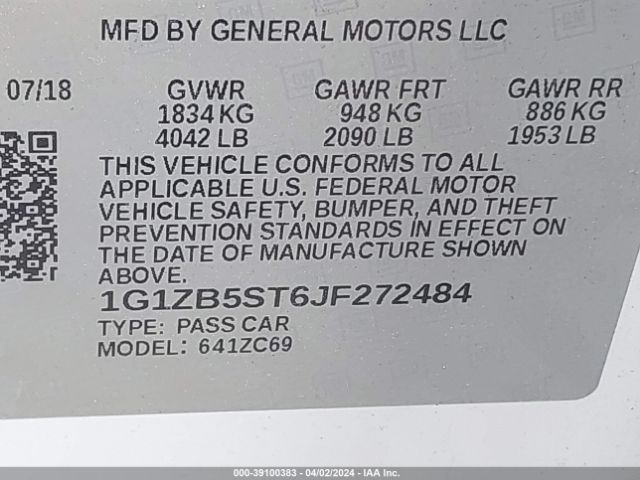 1G1ZB5ST6JF272484 Chevrolet Malibu 1ls