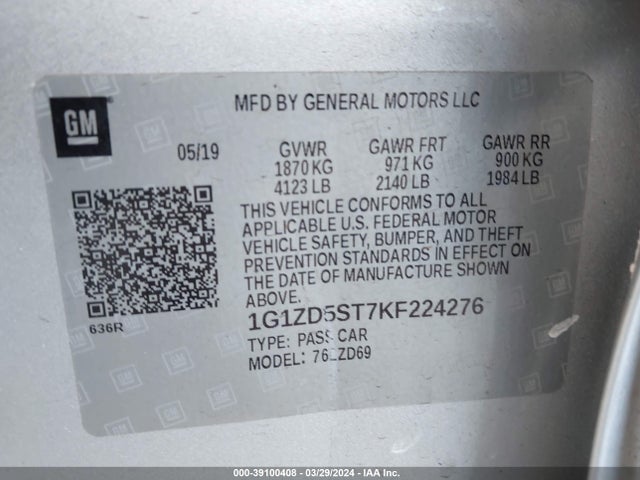 Chevrolet lfv - direct injection, variable valve timing, gen 1 2019 1G1ZD5ST7KF224276 Image 26
