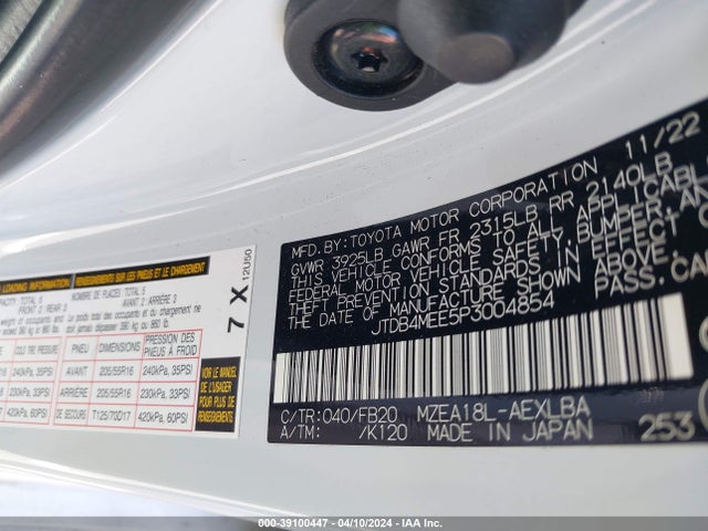 Toyota COROLLA LE 2023 JTDB4MEEXP3005577 Image 9