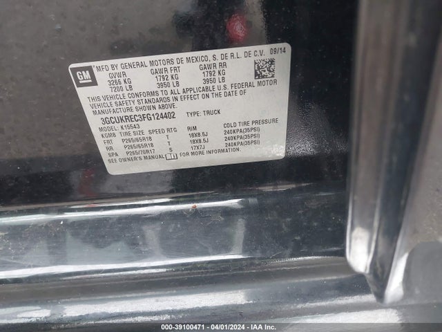 Chevrolet Silverado 1500 2lt 2015 3GCUKREC3FG124402 Image 9