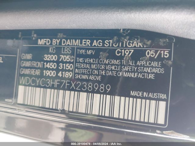 WDCYC3HF7FX238989 Mercedes-Benz G 550 4matic