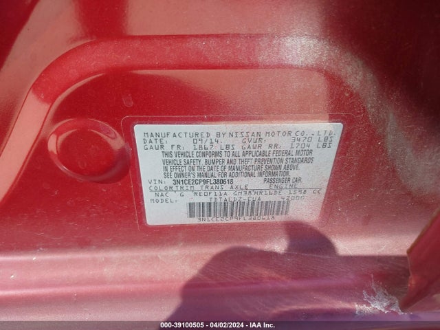 Nissan Versa Note S (sr)/s Plus/sl/sr/sv 2015 3N1CE2CP9FL380618 Image 9