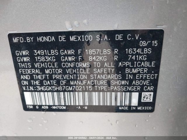 3HGGK5H87GM702115 Honda Fit Ex-l