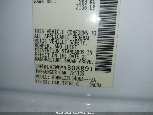 Nissan Altima 2.5 Sl 2021 1N4BL4EW6MN308891 Image 9