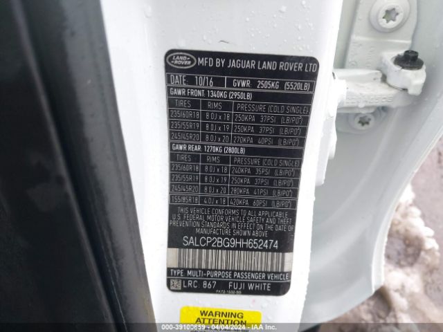 SALCP2BG9HH652474 Land Rover Discovery Sport Se