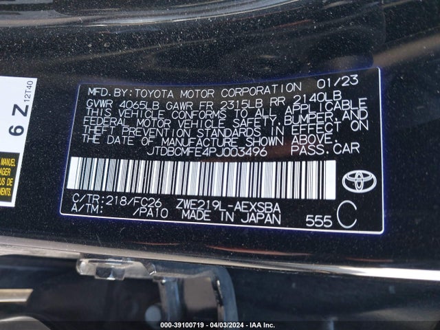 Toyota Corolla Hybrid Se 2023 JTDBCMFE4PJ003496 Image 9