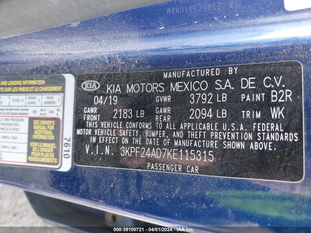 KIA Forte Lxs 2019 3KPF24AD7KE115315 Image 9