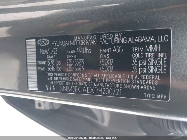 5NMJECAEXPH200721 Hyundai Tucson Limited