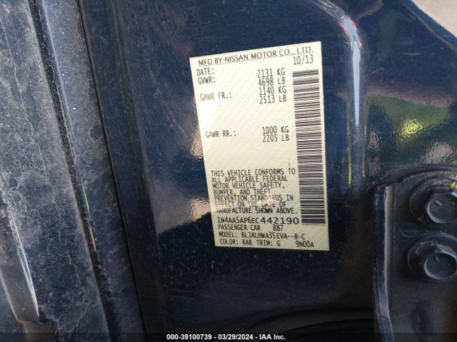 Nissan Maxima 3.5 Sv 2014 1N4AA5AP6EC442190 Image 9