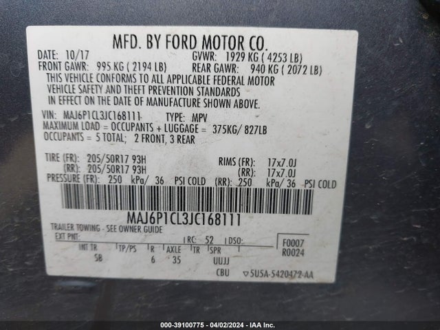 Ford Ecosport Ses 2018 MAJ6P1CL3JC168111 Image 9