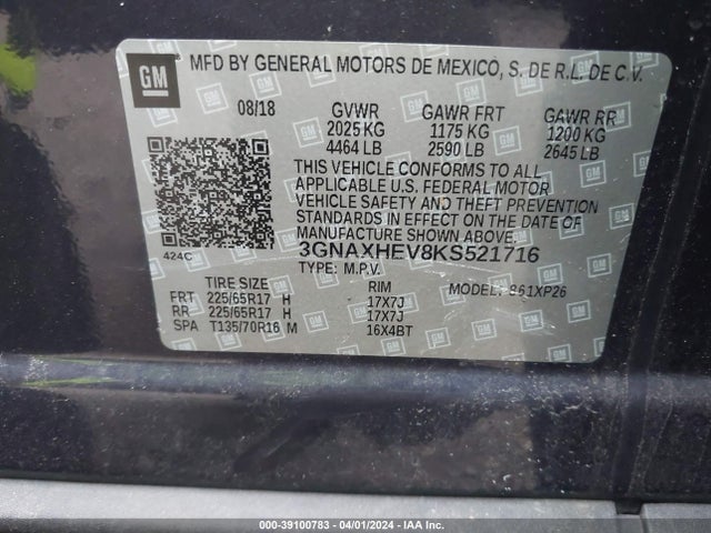 Chevrolet EQUINOX LS 2019 3GNAXHEV8KS521716 Image 9