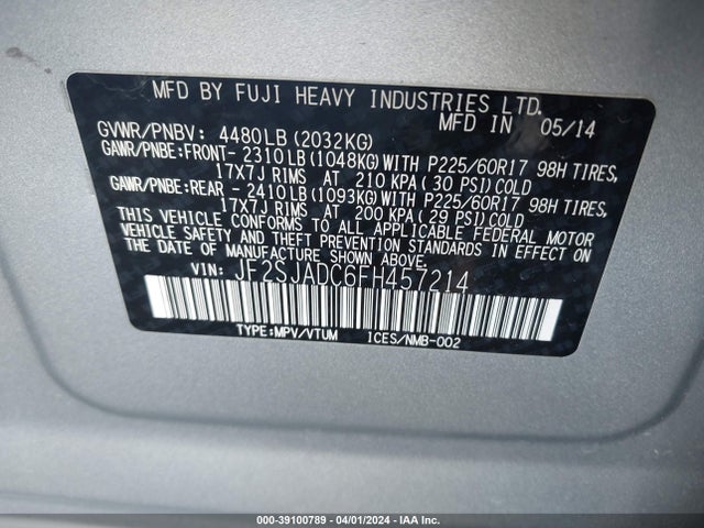 Subaru Forester 2.5i Premium 2015 JF2SJADC6FH457214 Image 9