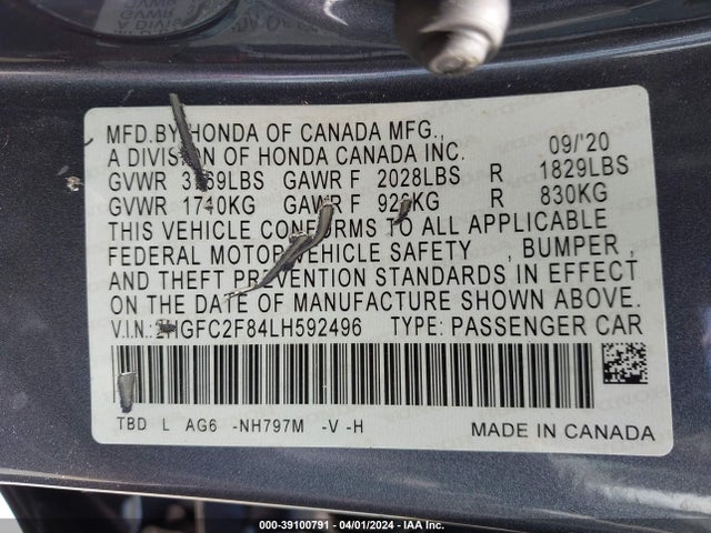 Honda Civic Sport 2020 2HGFC2F84LH592496 Image 9