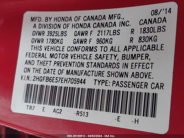 Honda CIVIC SI 2014 2HGFB6E57EH705944 Image 9
