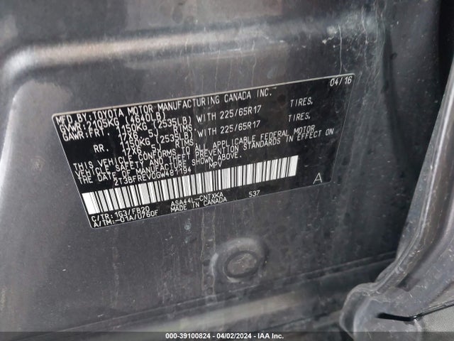Toyota RAV4 LE 2016 2T3BFREV0GW481194 Image 9