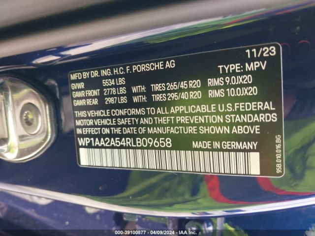 WP1AA2A54RLB09658 Porsche Macan T